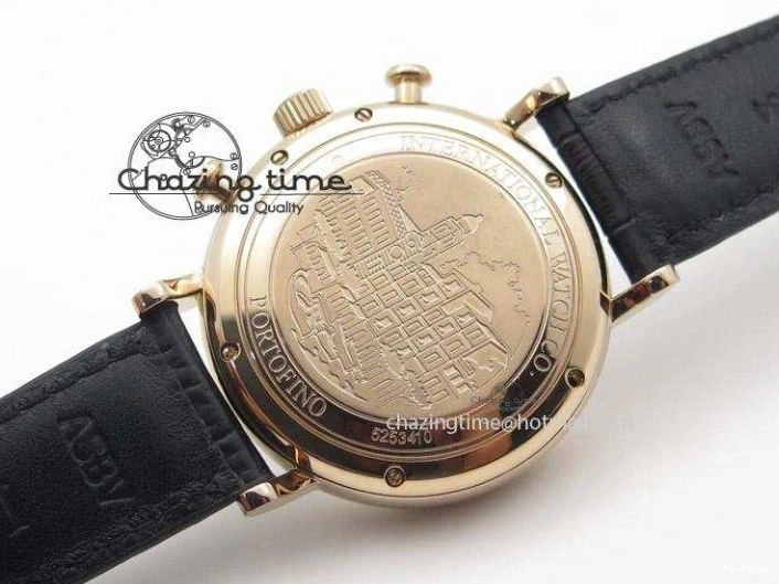 MIROTIME 0508 Portofino Chrono RG Black Dial on Black Leather Strap A HighPerformance 7389